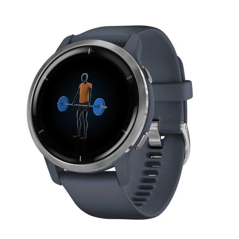 GARMIN Venu Granite Blue with Silver Hardware NB: no box, faded/dim screen,