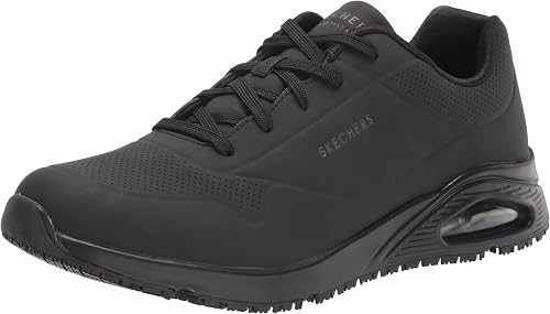 Skechers Men's Work Relaxed Fit: Uno Slip Resistant Sneaker, Sutal - Black,