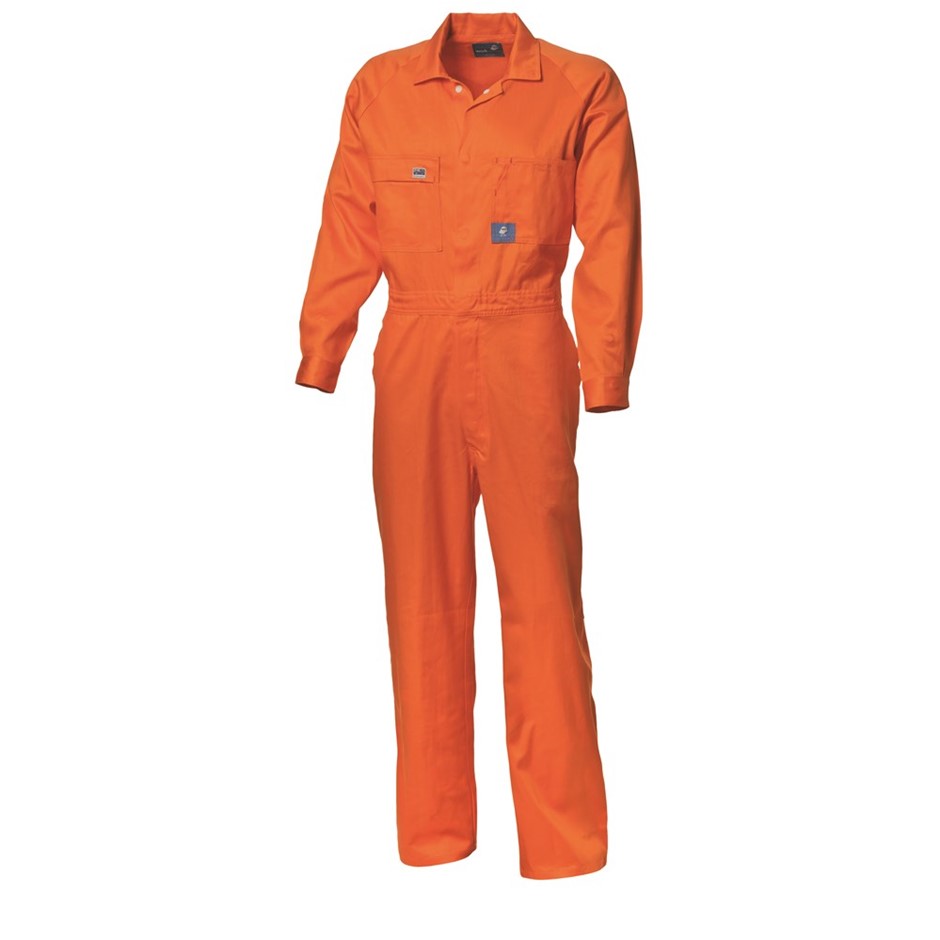 4 x WS WORKWEAR Mens Cotton Drill Overall, Size 112R, Orange. UPF50+, Hi-Vi