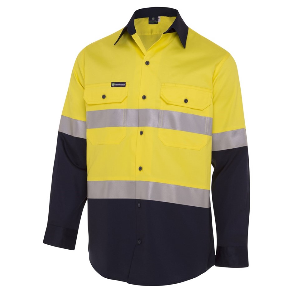 6 x WORKSENSE Mens 2-Tone Safety L/S Shirt, Size 2XL, Yellow/Green. NB: Inc