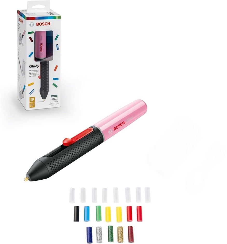 BOSCH Gluey Cordless Hot Glue Pen, Cupcake Pink (with 20 Glue Sticks, Pink,