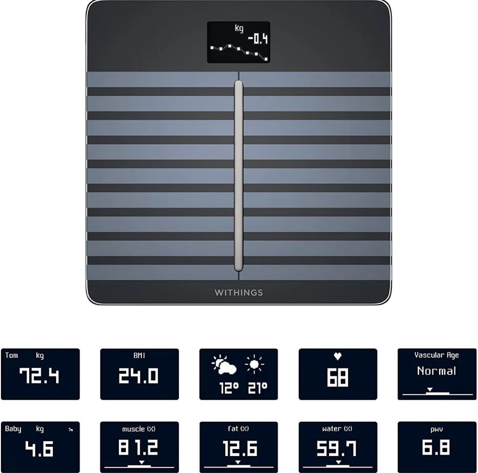 WITHINGS Digital Bathroom Scale with Wi-Fi, Measures Body Composition,
