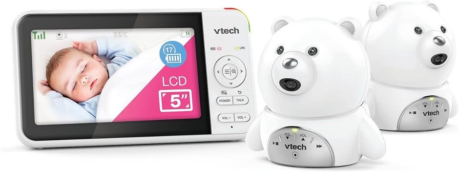 VTech BM5150-BEARN 5" 2-Camera Full Colour Video & Audio Baby Monitor with