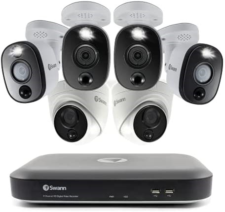 SWANN SECURITY Camera System: DVR8-5580 4K / 2TB / 4 x PRO-4KWLB Sensor War