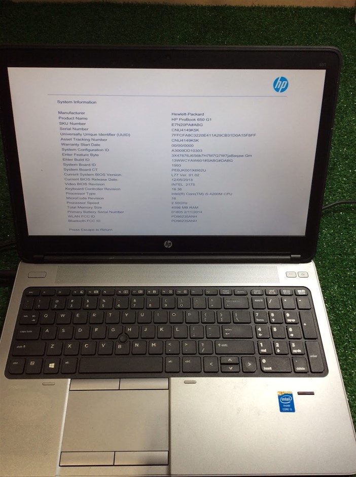HP 650 G1 laptop I5-4200M 4GBRAM NO HDD Black