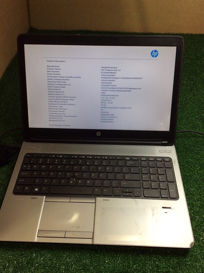 HP 650 G1 laptop I5-4200M 4GBRAM NO HDD Black