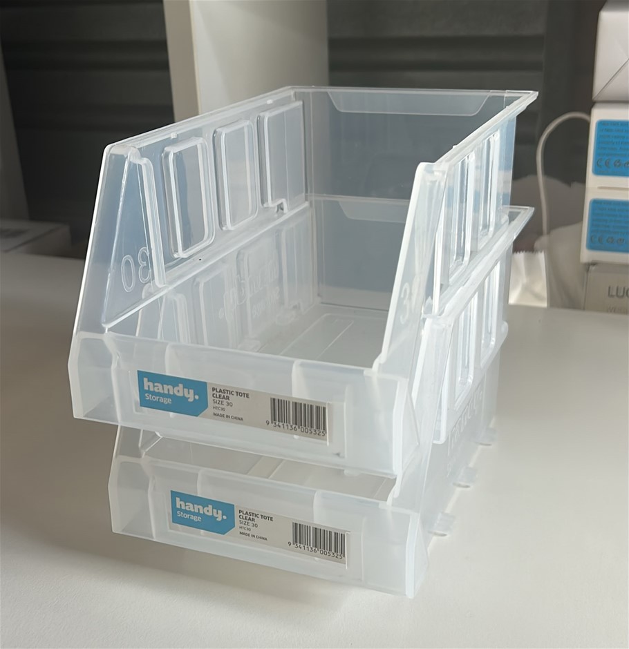2x Plastic Tote Clear Storages