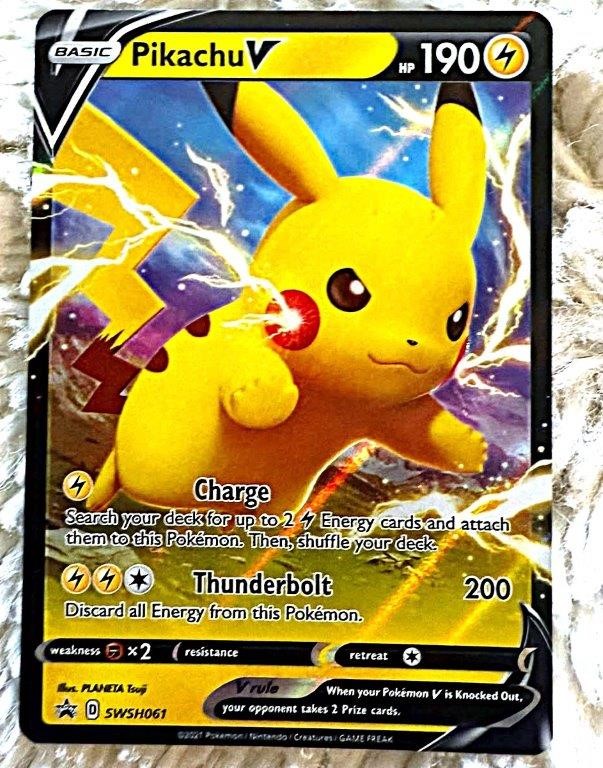 English Pikachu V SWSH061 Black Star Promo Full Art Pokémon Card.