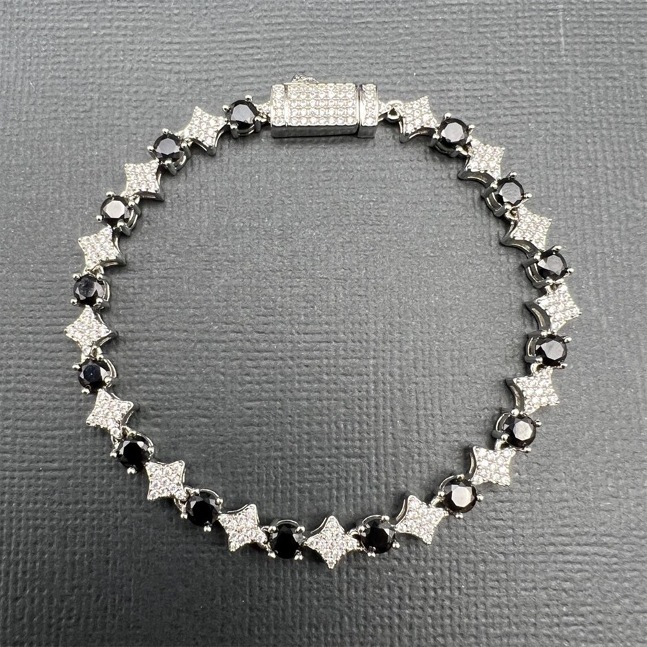 18K White-Filled 6mm Tennis Star Bracelet with AAA Cubic Zirconias - 20.3cm
