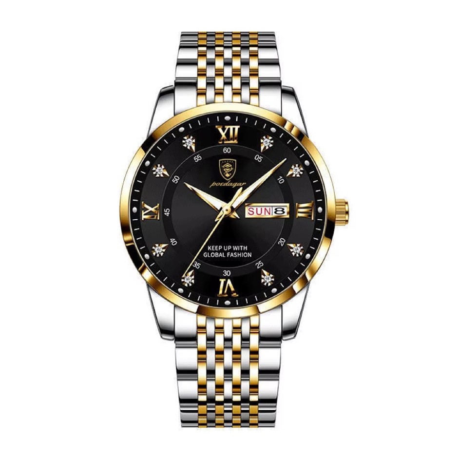 Luxury Business Men's Quartz Watch Stainless Steel, Silver/Gold/Black