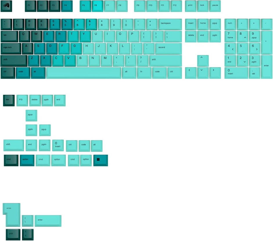 GLORIOUS Gaming - GPBT Gradient Keycaps (Rainforest) - No-Fade Dye-Sublimat