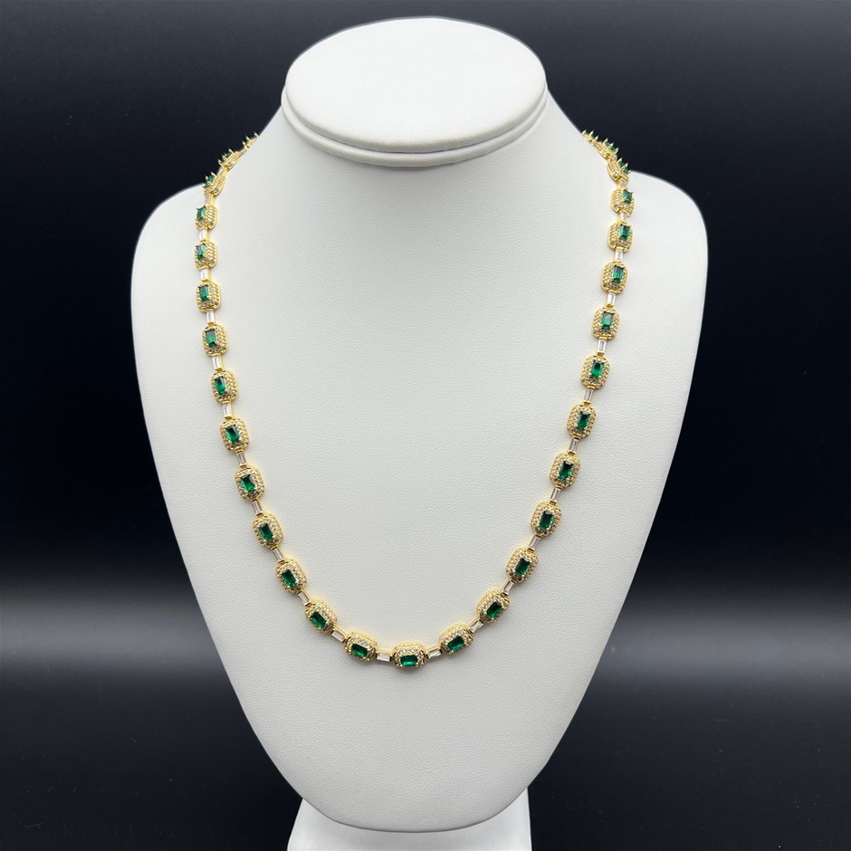 18K Gold-Filled Chain Necklace with AAA Cubic Zirconia's - 60.9cm
