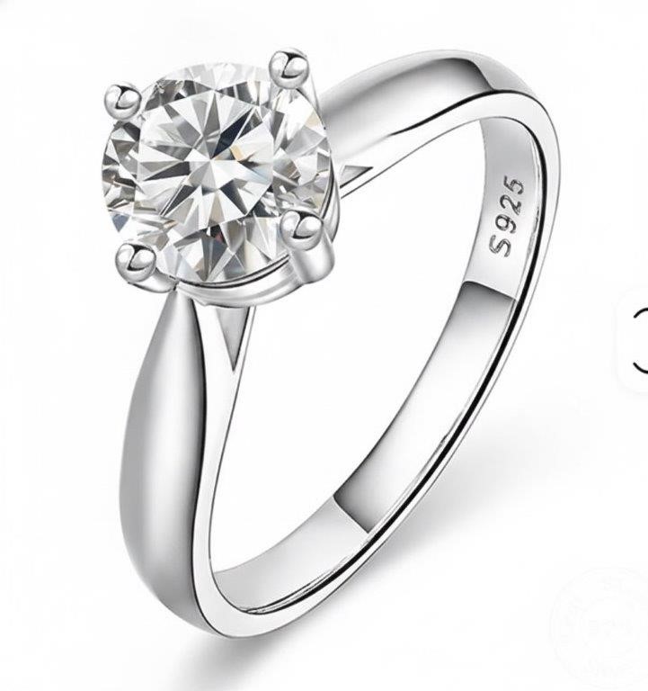 1.0ct GRA Moissanite white 18k white Gold Vermeil Ring -8US