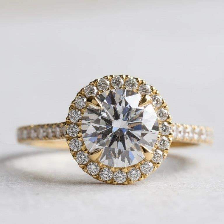 2.0ct GRA Moissanite white 18k Solid Yellow Gold Vermeil Ring -7US