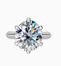 5.0ct GRA Moissanite white 18k white Gold Vermeil Ring -8US