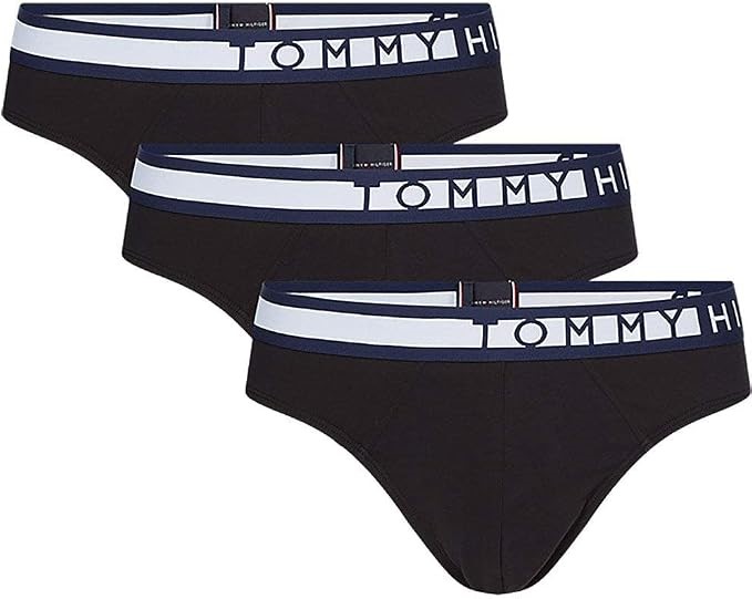 Tommy Hilfiger Logo Men's Brief, Black, Small (Pack of 3)