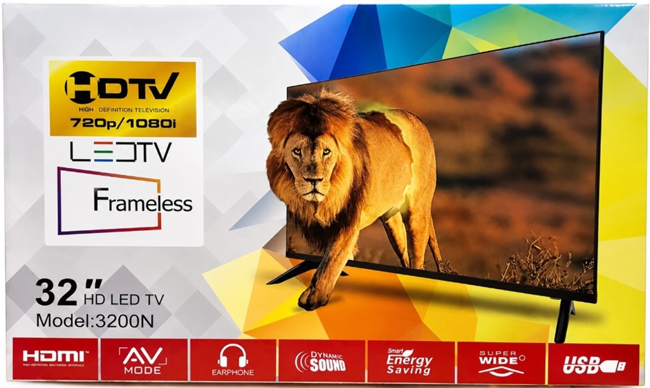 32" Frameless HD LED TV 720p/1080i – Model 3200N – HDMI, USB & AV – Not AU