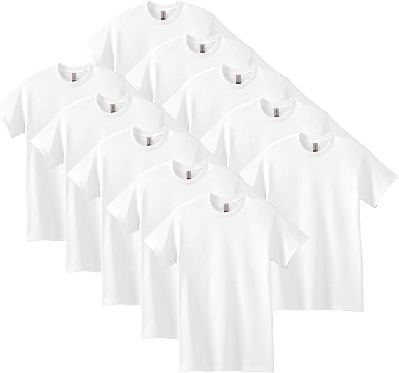 GILDAN 10 Pack Men's T-Shirt, White, Size Large US, NB:not in original pack