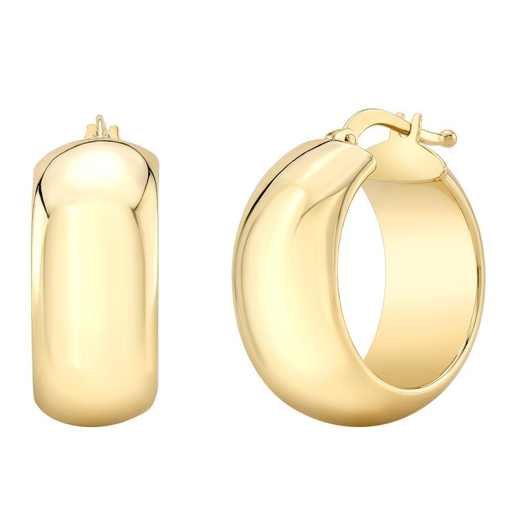 14kt Yellow Gold Polished Wide Hoop Earrings. RRP: $454. Buyers Note - Dis