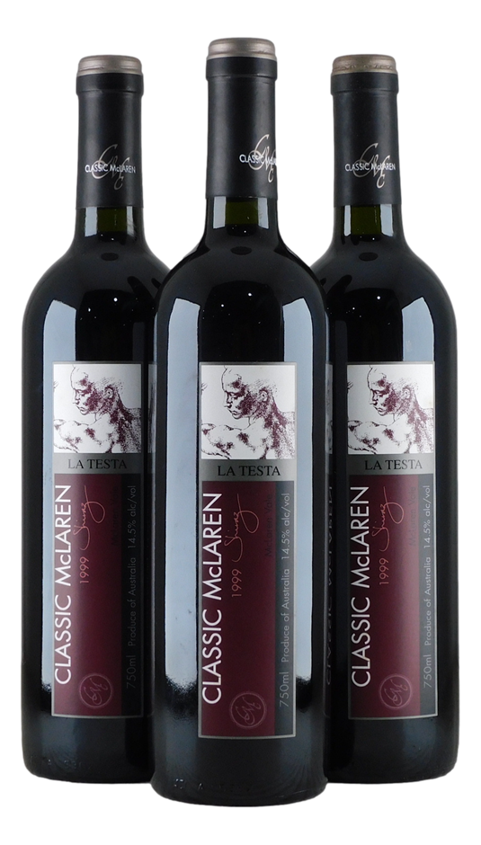 Classic McLaren La Testa Shiraz 1999 (3x 750mL), McLaren Vale.