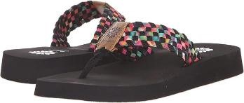 YELLOWBOX Women's Soleil Wedge Sandal / US8.5 / Black, Multi. Buyers Note