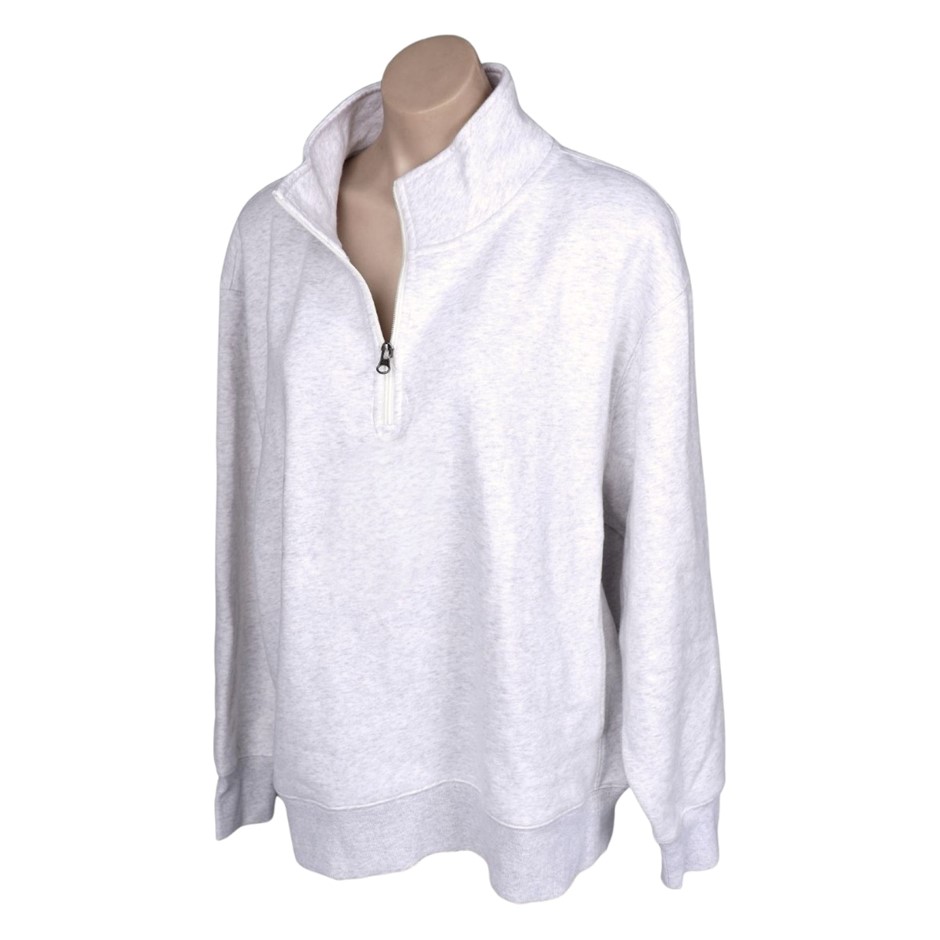 TUFF Women's 1/4 Zip Fleece Pullover, Size S, White Marble. Buyers Note -