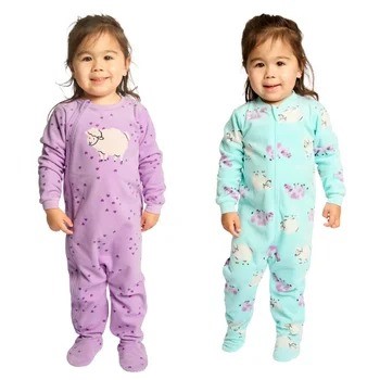2-Pack PEKKLE Micropolar Sleepers, Size 12M (1), Purple/Blue Sheep. Buyers