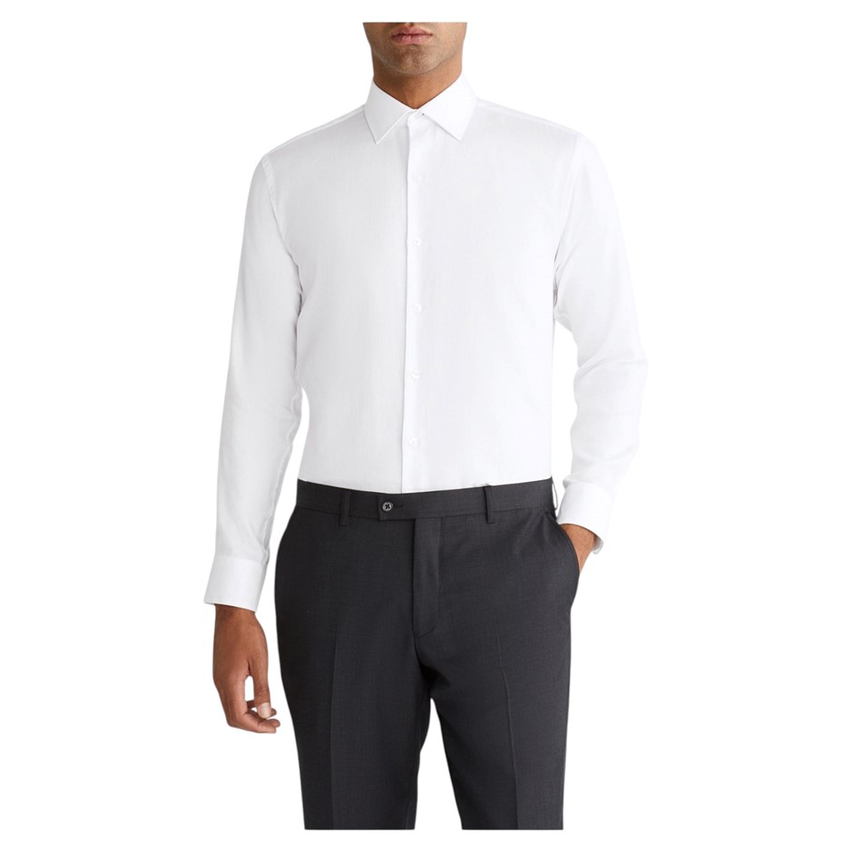 CALVIN KLEIN Slim L/S Oxford Shirt, Size 2XL, 100% Cotton, White (BWHT), CO