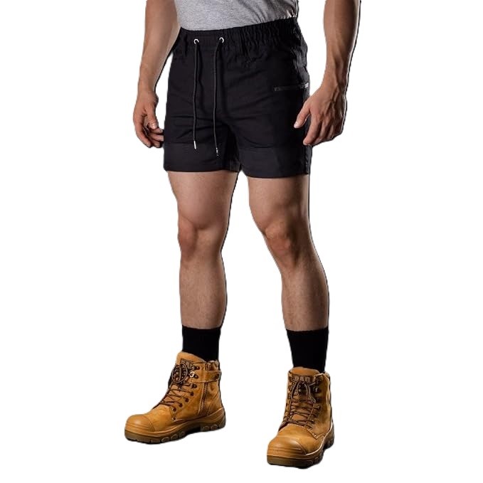 BAD WORKWEAR Men's Saviour-Pro Elastic Waist Work Shorts, Size 40/102, Blac