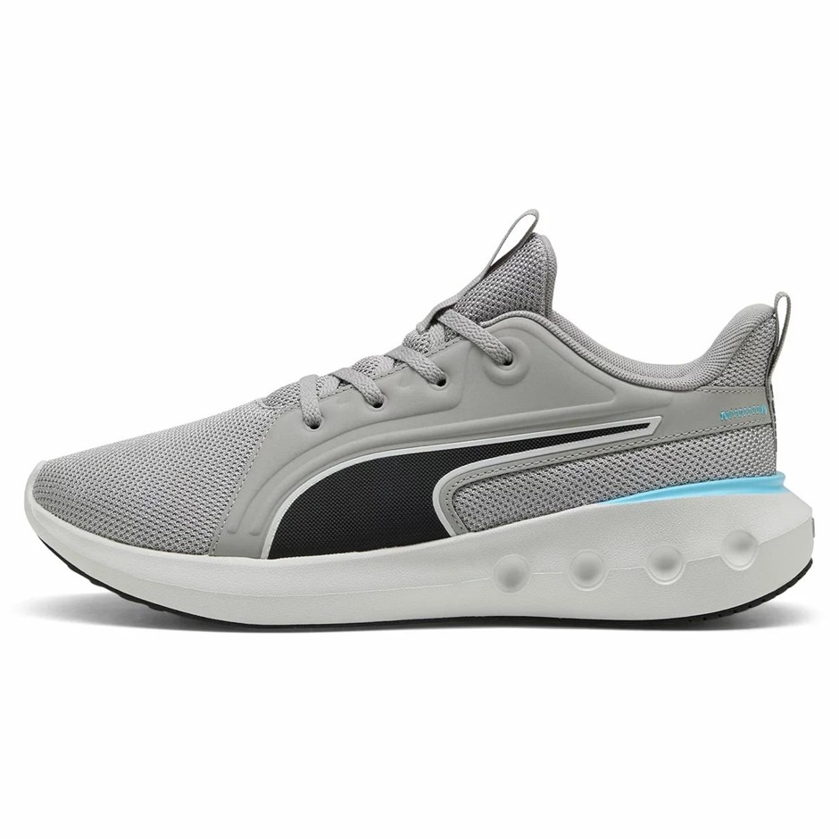 PUMA Men's Softride Carson Shoes, Size US10.5, GreyEcho/Black/VibrantBlue (