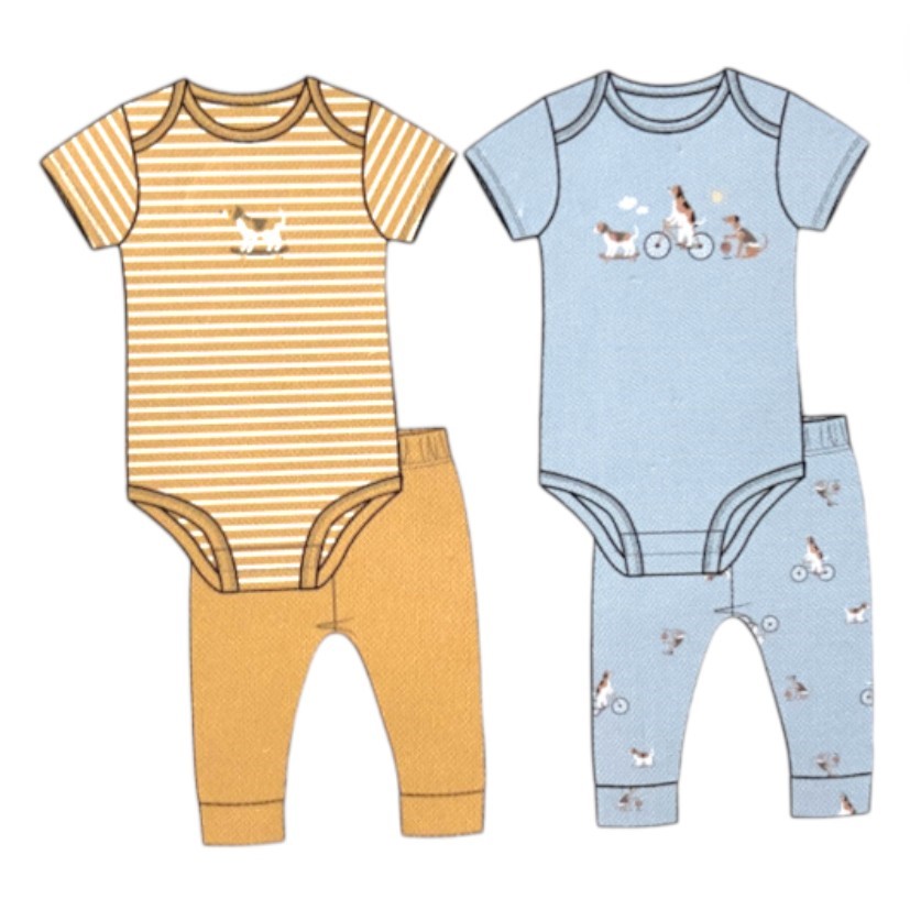 PEKKLE 4pc Infant Set, Size 9M, Organic Cotton, Dogs. Buyers Note - Discou
