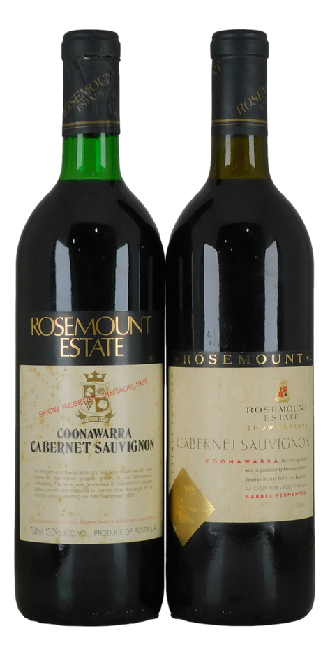 Rosemount Show Reserve Cabernet Sauvignon 88/89 (2x 750mL), Coonawarra.