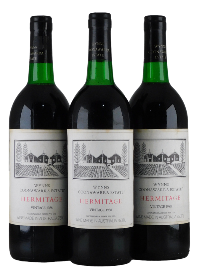 Wynns Coonawarra Hermitage 1988 (3x 750mL) Coonawarra, SA.