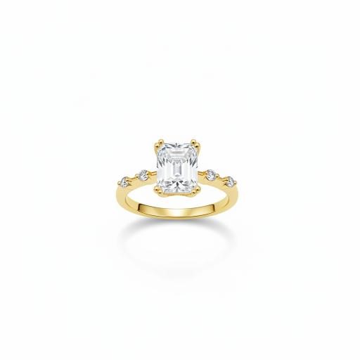 14K/Italy 2.0ct Emerald Cut Yellow Gold Filled Ring(stamped)-7US