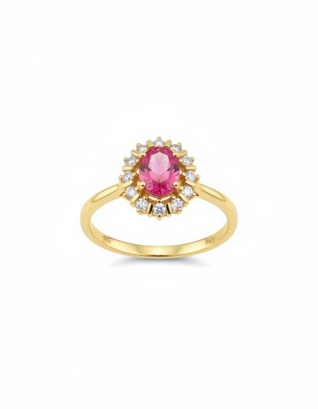 14K/Italy 1.5ct Ruby Oval cut Yellow Gold Filled Ring(stamped)-9US
