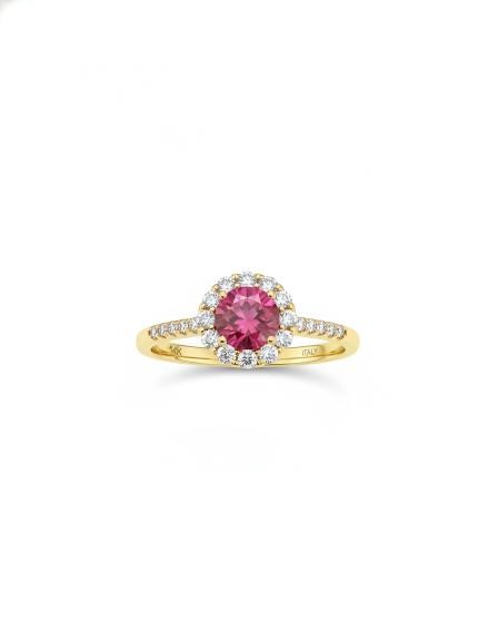14K/Italy 1.0ct Ruby Stone Yellow Gold Filled Ring(stamped)-8US-Bonus Gift