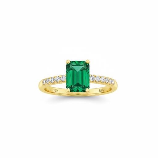 14K/Italy 2.0ct Green Emerald Cut Yellow Gold Filled Ring(stamped)-8US