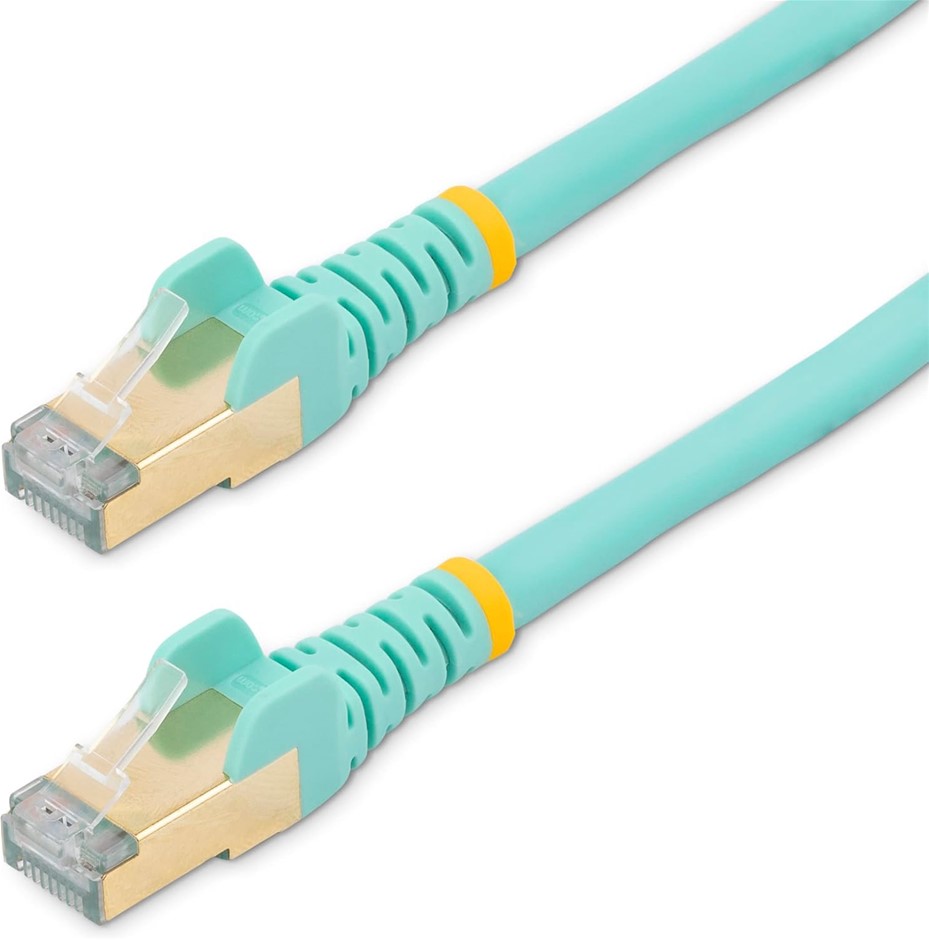 StarTech 9ft Cat6a Snagless Ethernet Cable, Aqua (C6ASPAT9AQ) | 100W PoE de