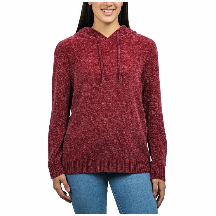 JACHS Women's Chenille Hoodie, Size L, Burgundy. NB: may have been worn.