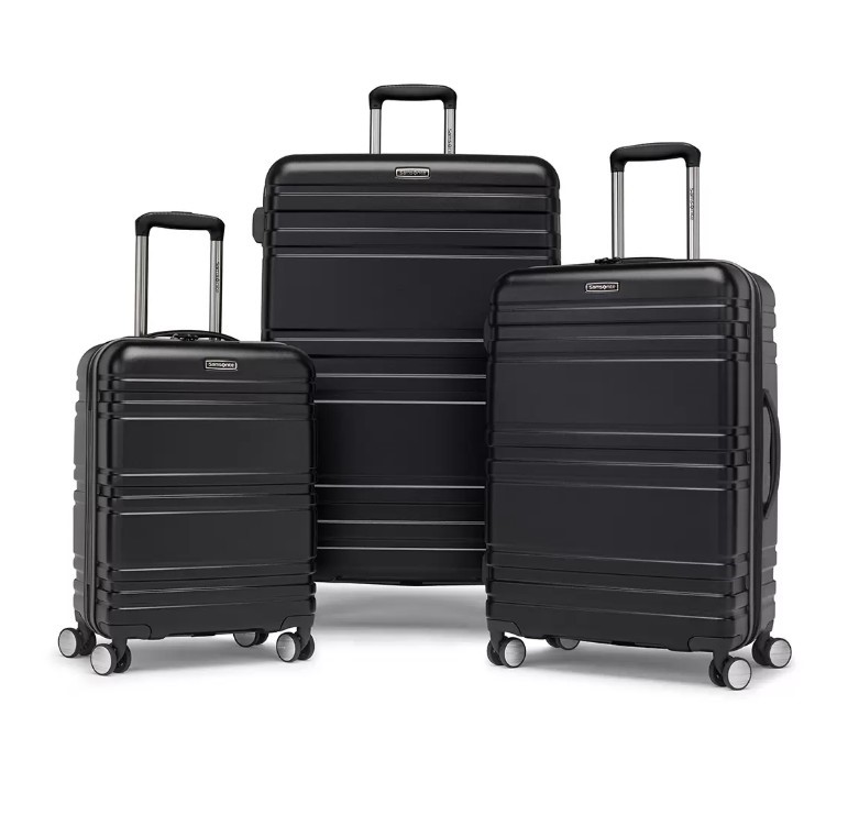 SAMSONITE Parallax Hardside Luggage Set, Black. Carry On: 23x55x39cm, Mediu