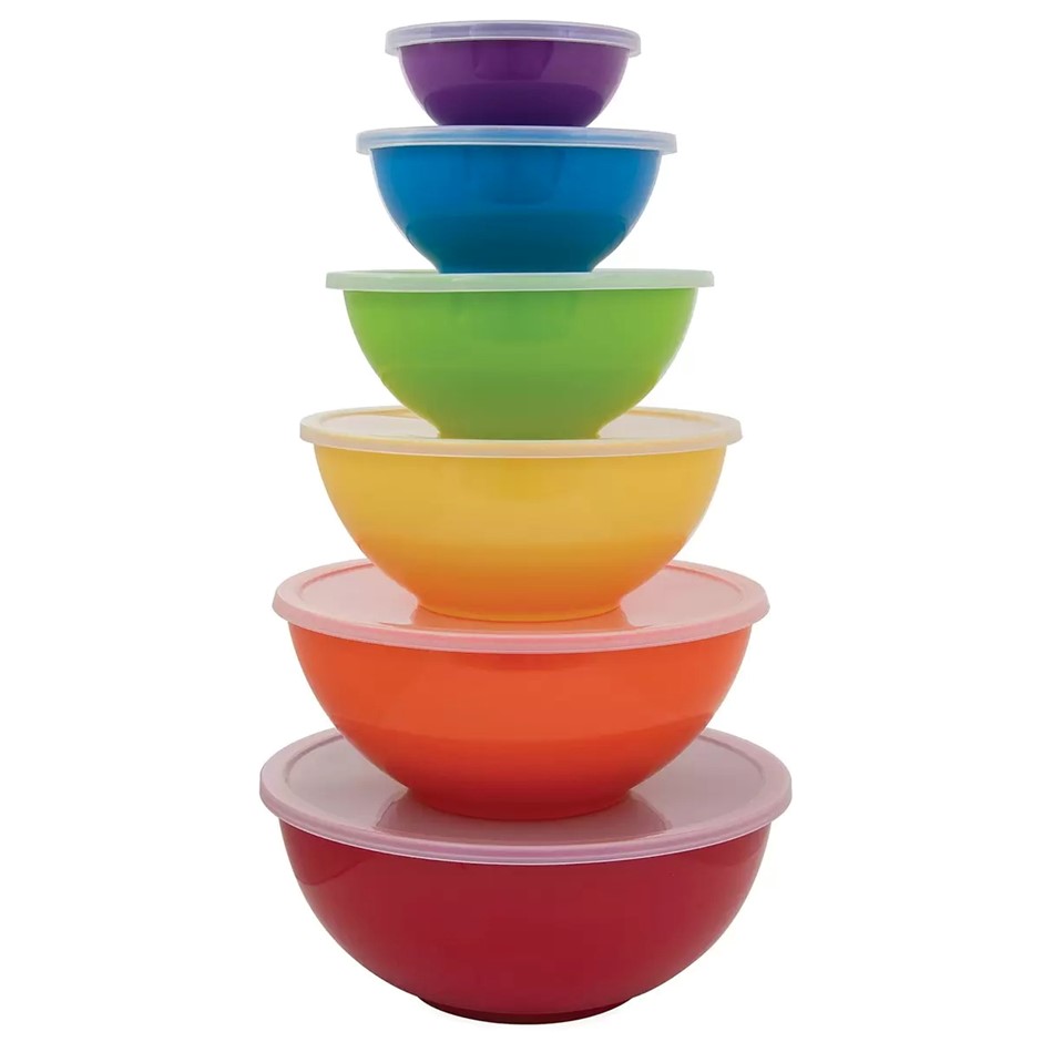 SABATIER Melamine Mixing Bowls w/ Lids, 132992. NB: 2 x bowls with lids are