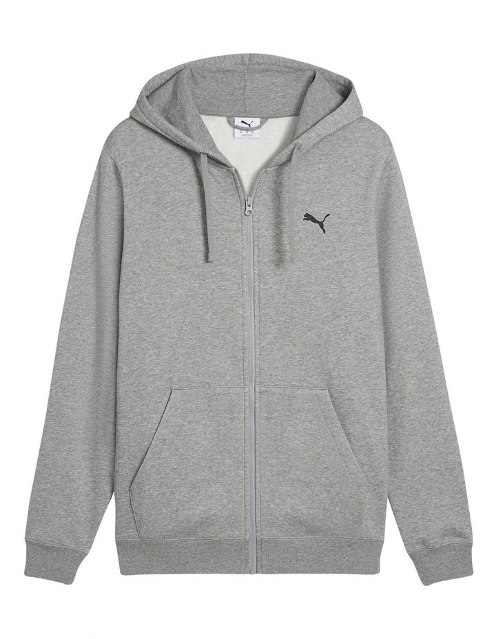 PUMA Mens ESS Full-Zip Hoodie FL, Medium Gray Heather, Size XS