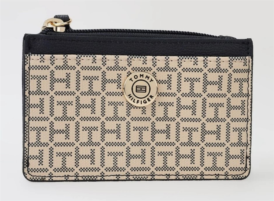 Tommy Hilfiger Women's Mimi Zip Credit Card Wallet, Fawn/Tommy Navy, One Si