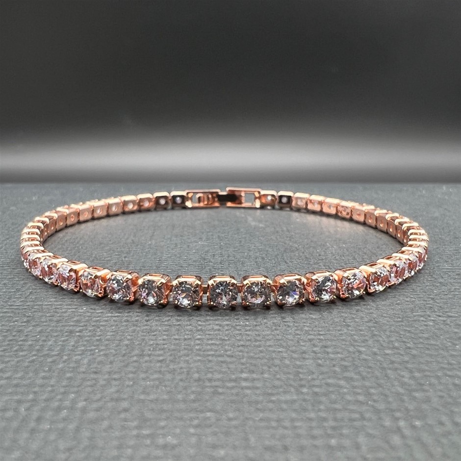 14K Rose Gold-Filled 3mm Tennis Bracelet with AAA+ Cubic Zirconia's- 18cm