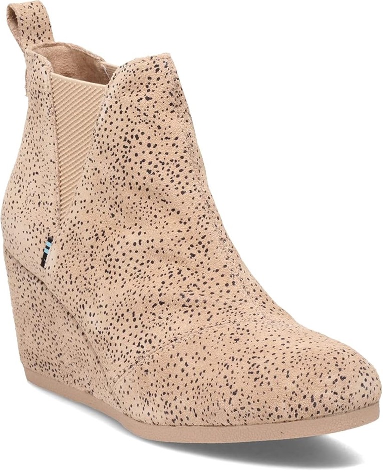 TOMS Women's Kelsey Ankle Boot, US8/EU38.5, Sand Tiny Cheetah Printed Suede