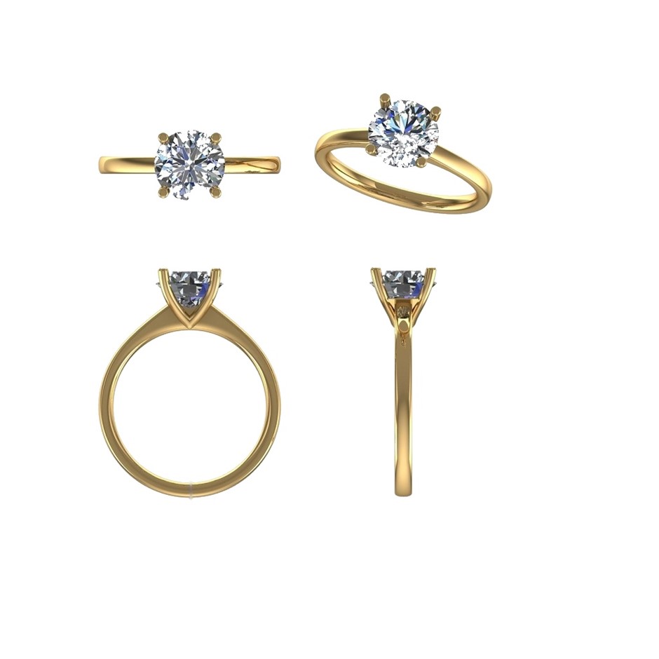 18k Yellow Gold 3ct Lab Diamond Engagement Ring