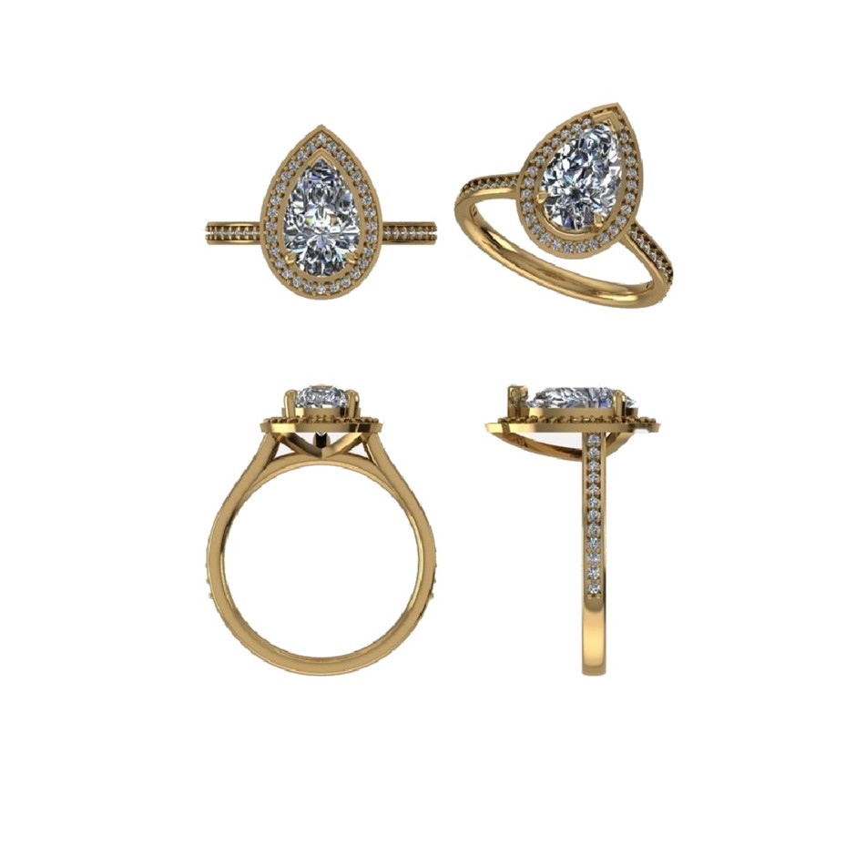 18k Yellow Gold 3ct Lab Diamond Engagement Ring