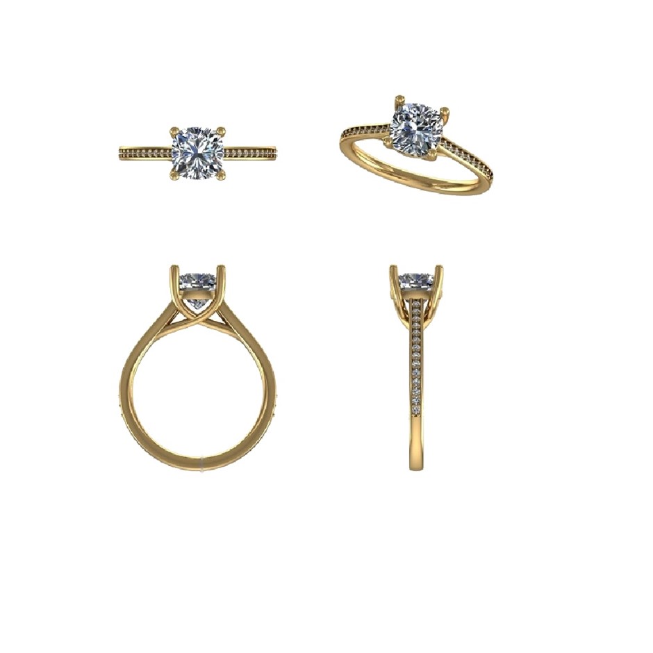 18k Yellow Gold 3ct Lab Diamond Engagement Ring
