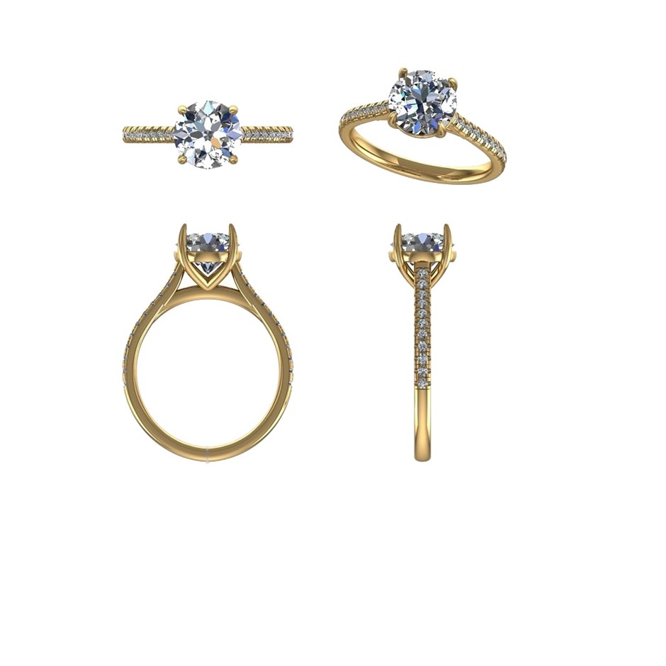 18k Yellow Gold 3ct Lab Diamond Engagement Ring