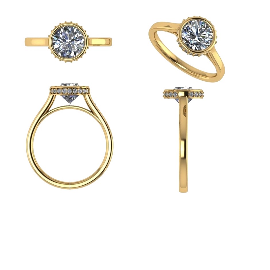 18k Yellow Gold 3ct Lab Diamond Engagement Ring